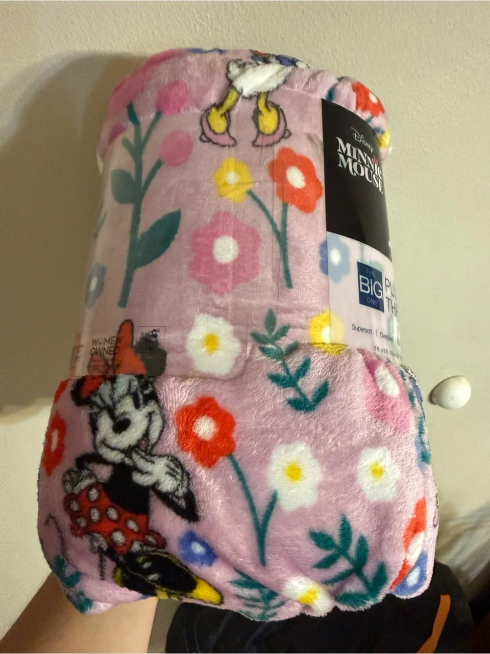 Disney Minnie Mouse Plush Throw Blanket - Pink with Multicolor Floral